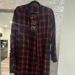 zara flannel shirt size L